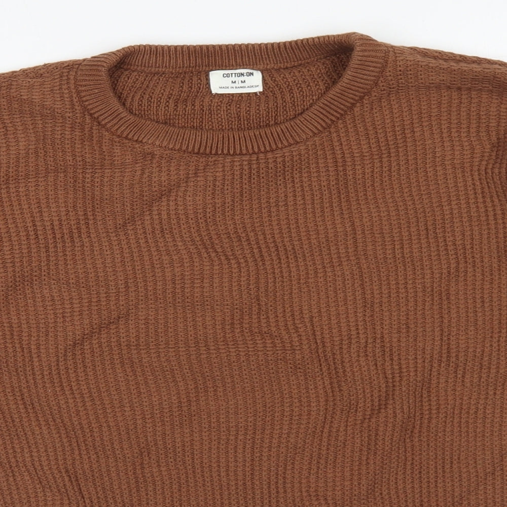 Cotton On Mens Brown Round Neck Acrylic Pullover Jumper Size M