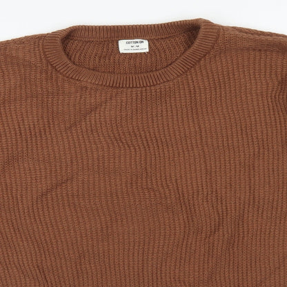 Cotton On Mens Brown Round Neck Acrylic Pullover Jumper Size M
