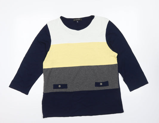 Just Elegance Womens Multicoloured Round Neck Striped Viscose Pullover Jumper Size 18