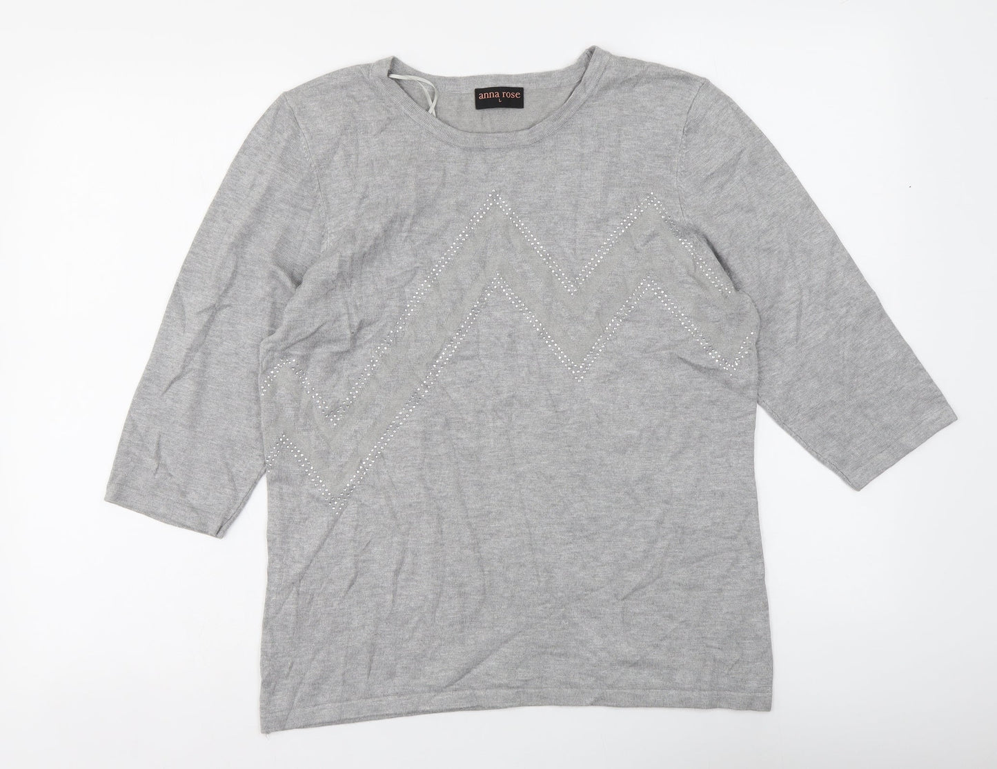 Womens UK Size L Anna Rose Grey Pullover Jumper