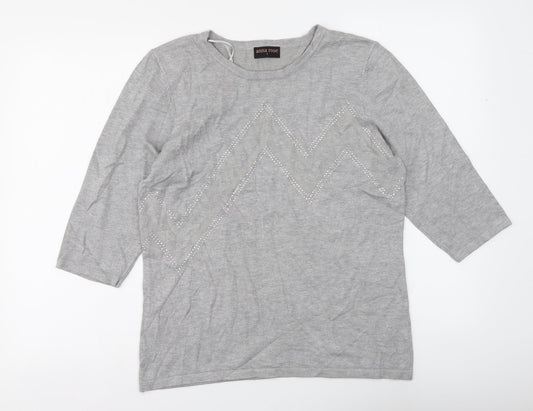 Womens UK Size L Anna Rose Grey Pullover Jumper