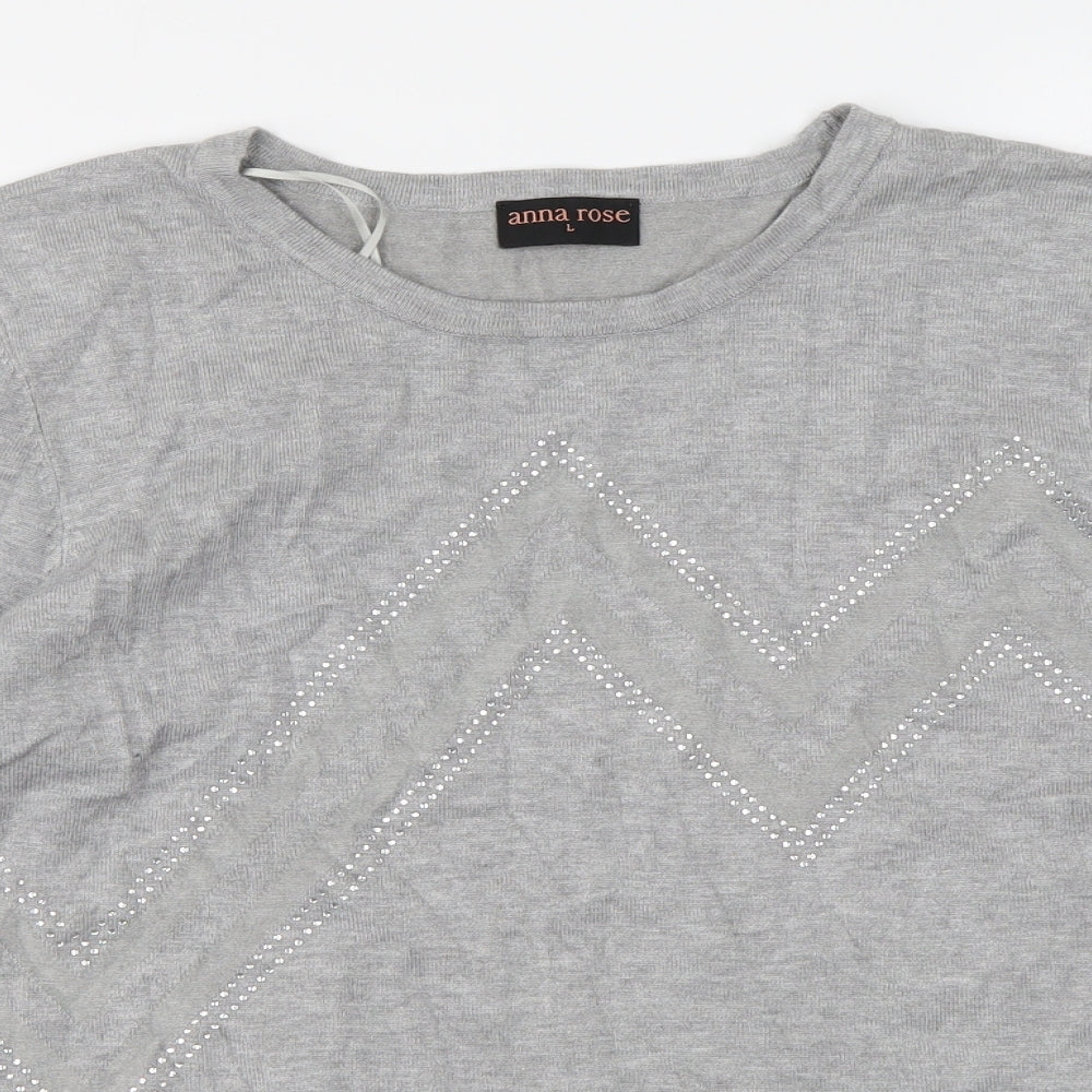 Womens UK Size L Anna Rose Grey Pullover Jumper