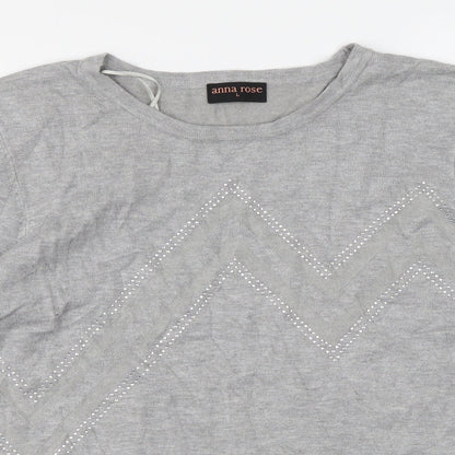 Womens UK Size L Anna Rose Grey Pullover Jumper