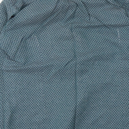 Stell & Jelly Mens Blue Geometric Cotton Button-Up Size S Collared Button