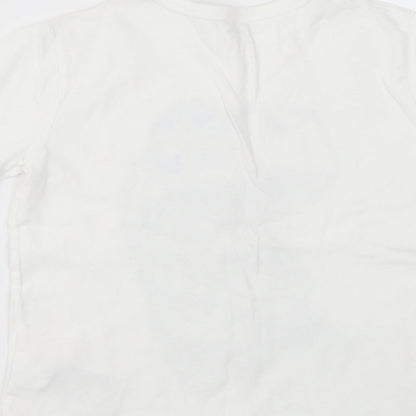 Gap Boys White Cotton Basic Polo Size 5 Years Round Neck Pullover - Dinosaur