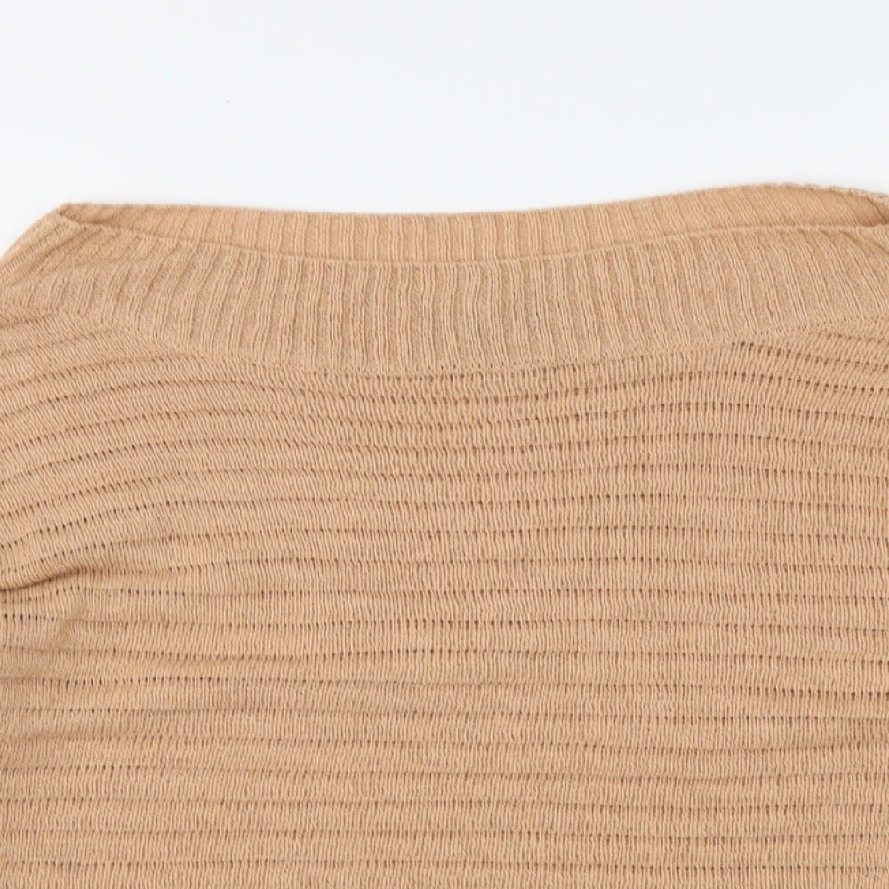 SheIn Womens Beige Boat Neck Acrylic Pullover Jumper Size M