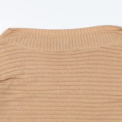 SheIn Womens Beige Boat Neck Acrylic Pullover Jumper Size M