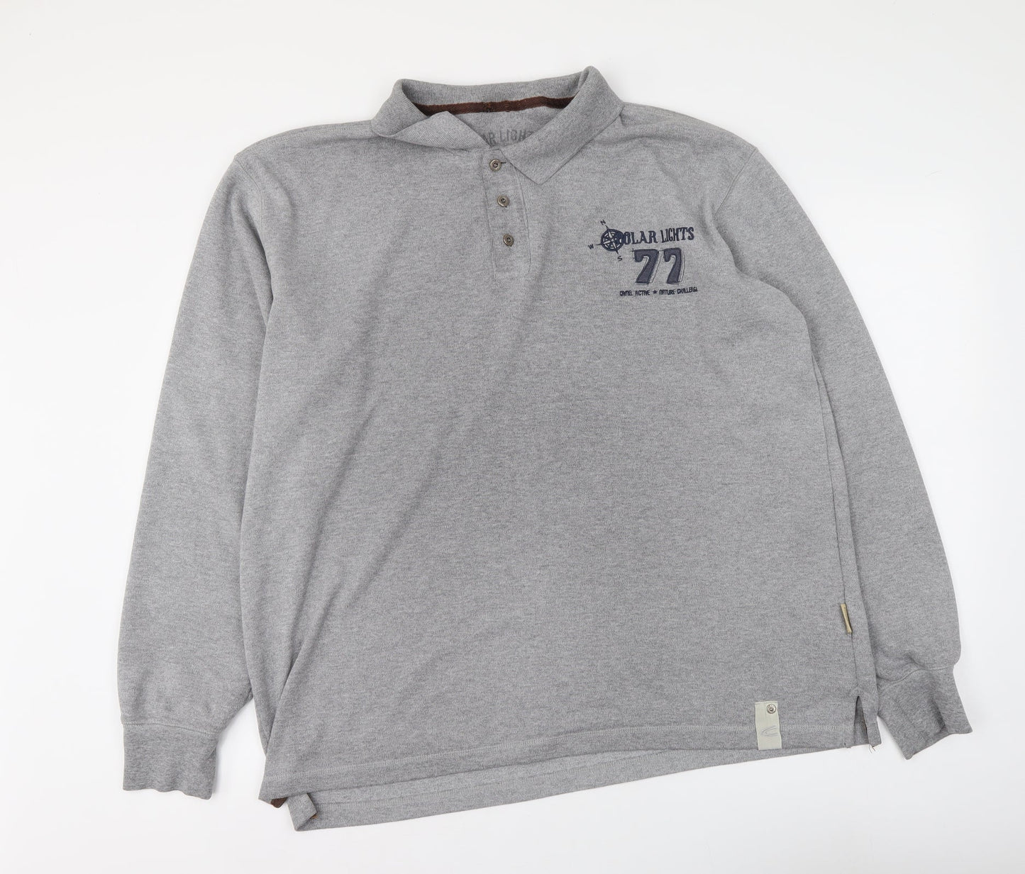 Polar Lights Mens Grey Cotton Polo Size 2XL Collared Button