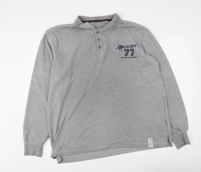 Polar Lights Mens Grey Cotton Polo Size 2XL Collared Button