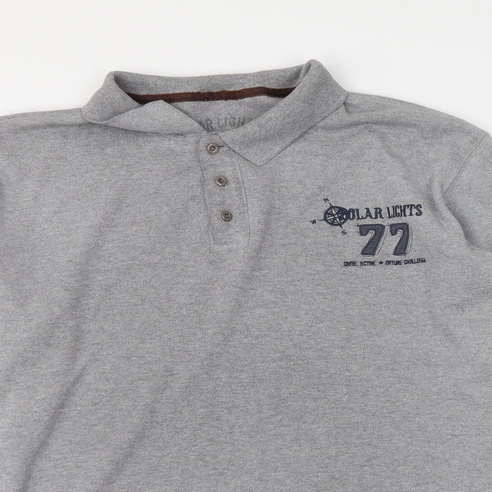Polar Lights Mens Grey Cotton Polo Size 2XL Collared Button