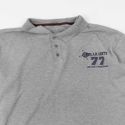 Polar Lights Mens Grey Cotton Polo Size 2XL Collared Button