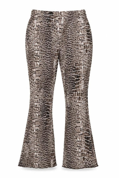 Topshoip Womens Beige Animal Print Polyester Trousers Size 10 L28 in Regular Drawstring - Snake pattern