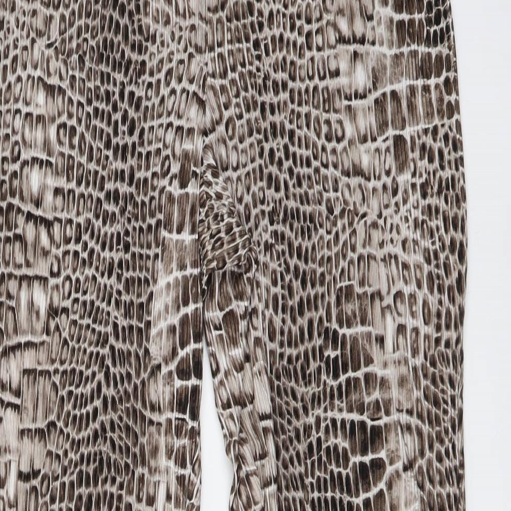 Topshoip Womens Beige Animal Print Polyester Trousers Size 10 L28 in Regular Drawstring - Snake pattern