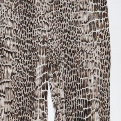 Topshoip Womens Beige Animal Print Polyester Trousers Size 10 L28 in Regular Drawstring - Snake pattern