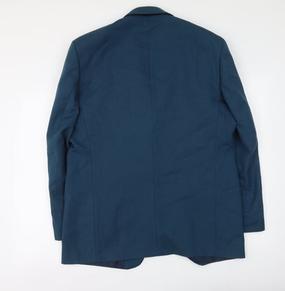 Essential Mens Blue Polyester Jacket Suit Jacket Size L