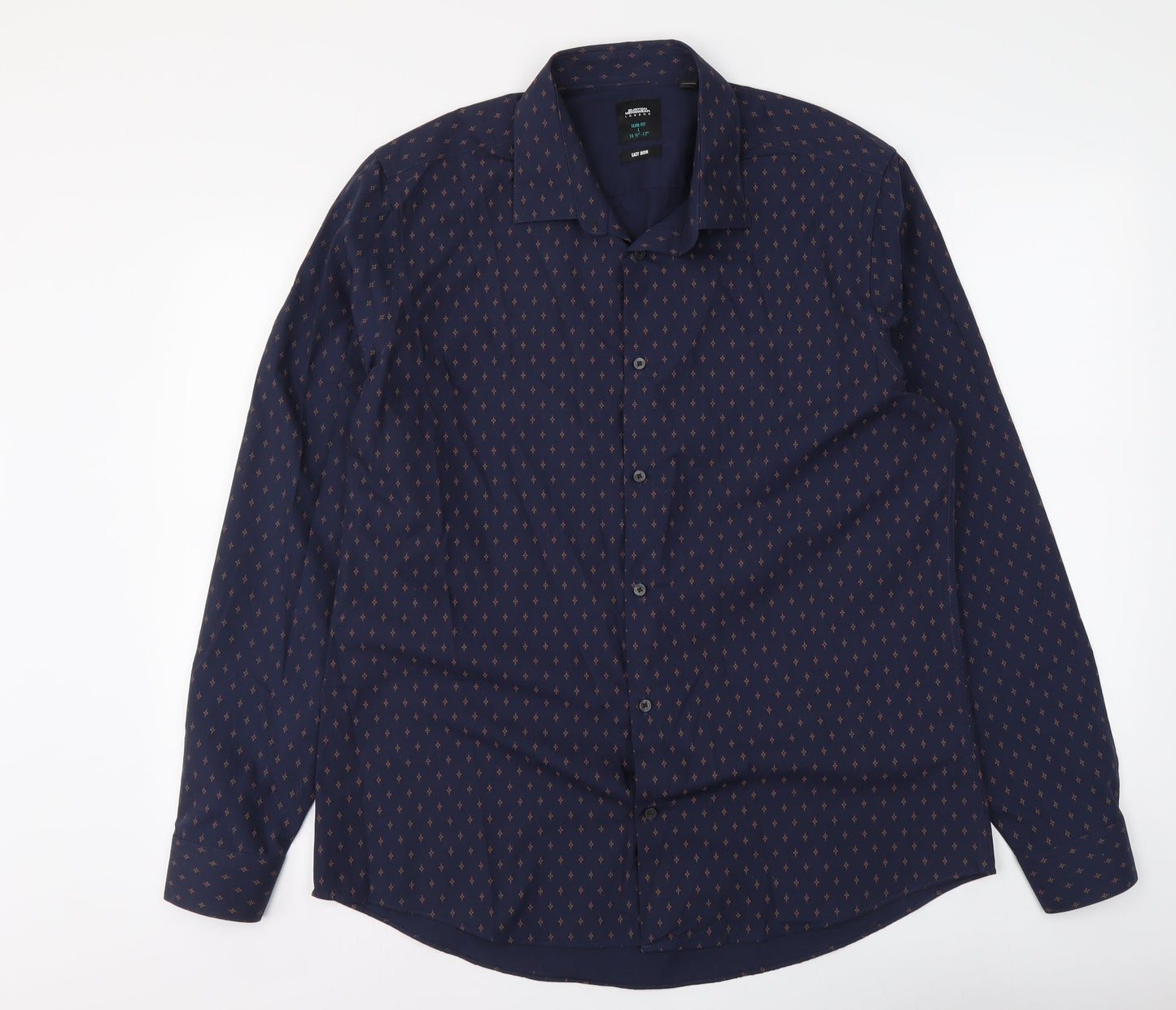 Mens UK Size 16 Burton Blue  Button-Up Long Sleeve Casual Shirt