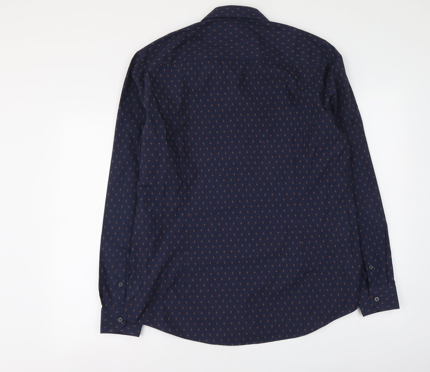Mens UK Size 16 Burton Blue  Button-Up Long Sleeve Casual Shirt