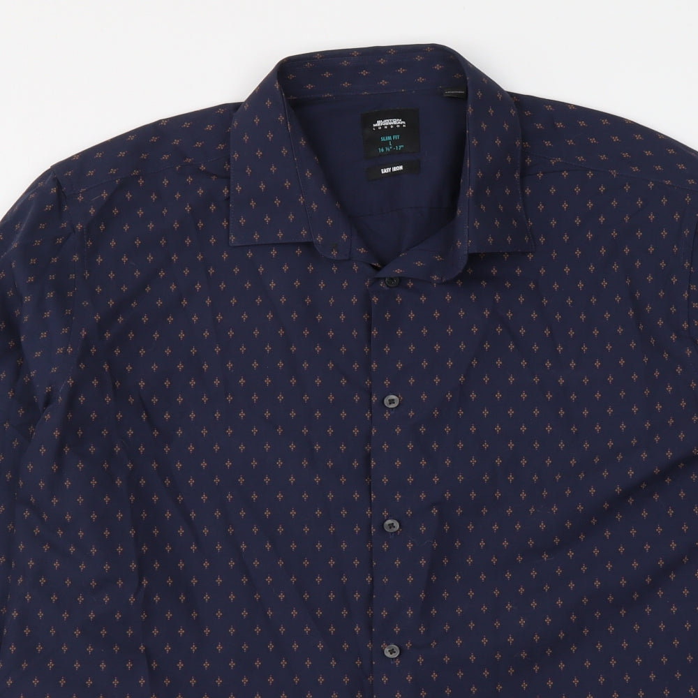 Mens UK Size 16 Burton Blue  Button-Up Long Sleeve Casual Shirt