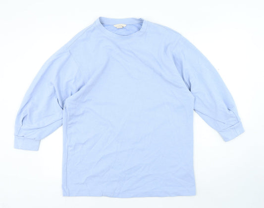 H&M Womens Blue Polyamide Pullover Sweatshirt Size M Pullover - Pleated sleeve