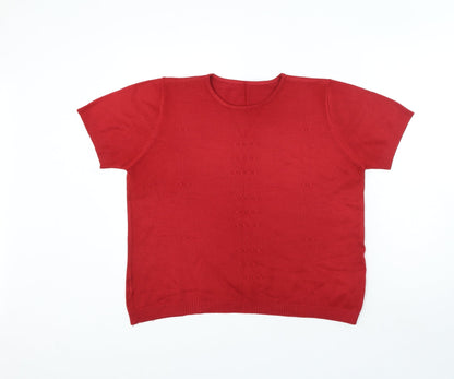 Womens UK Size L Preworn Red Basic T-Shirt