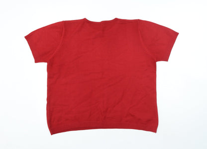 Womens UK Size L Preworn Red Basic T-Shirt