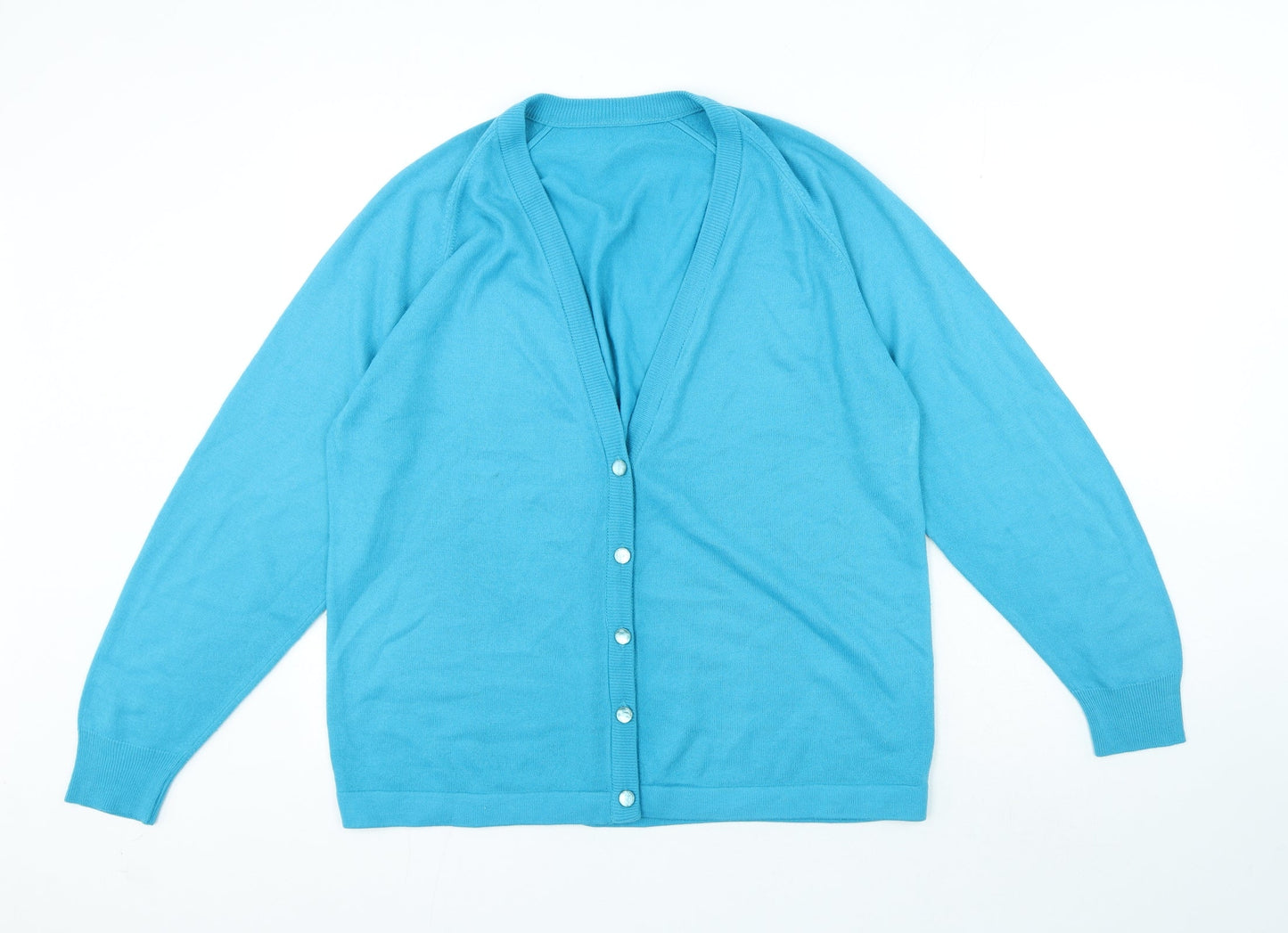Womens UK Size L Preworn Blue Cardigan Jumper