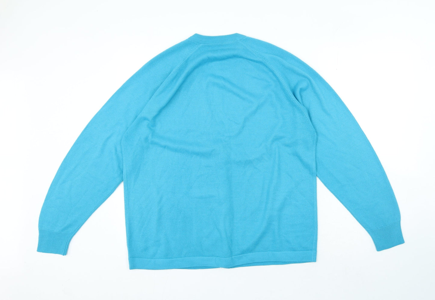 Womens UK Size L Preworn Blue Cardigan Jumper