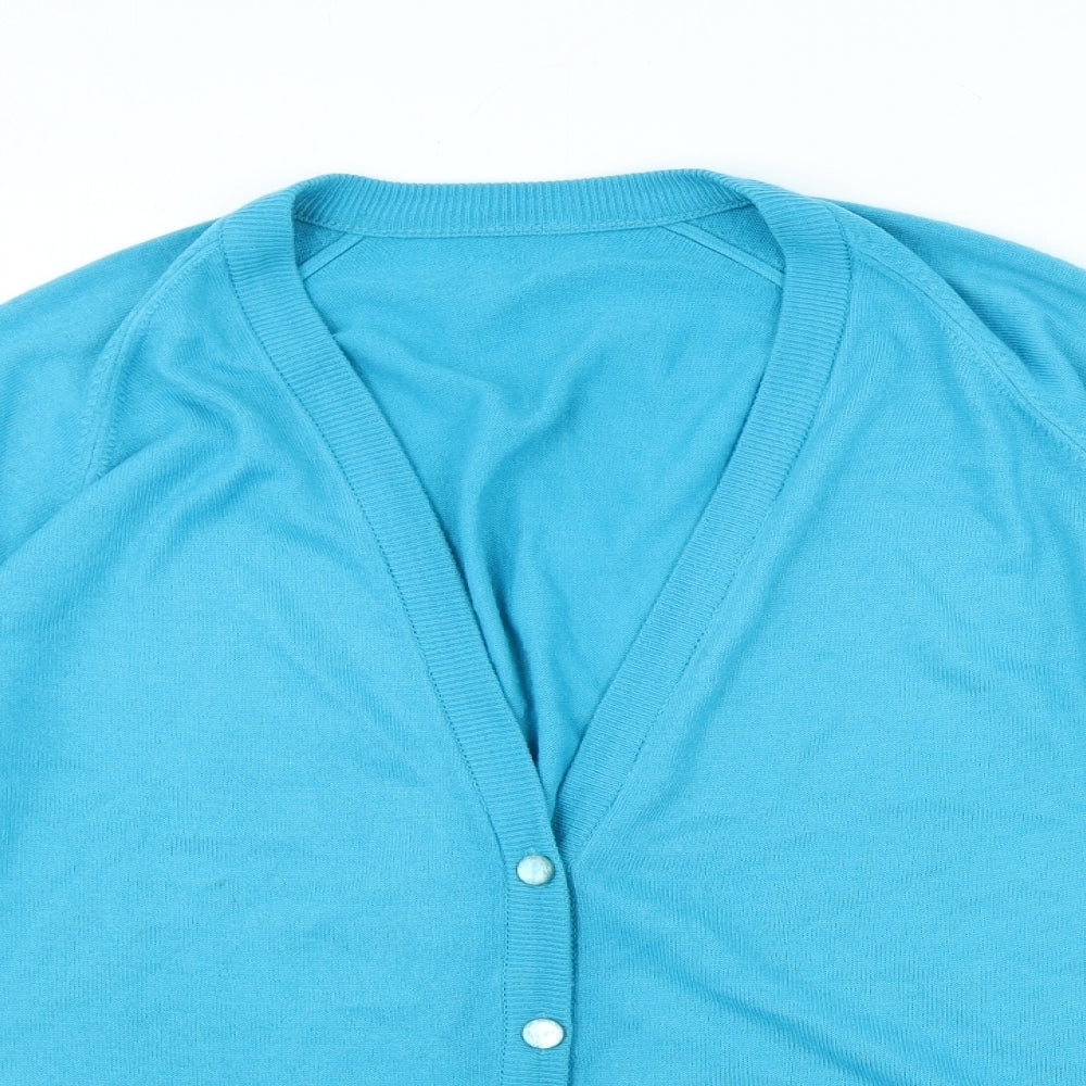 Womens UK Size L Preworn Blue Cardigan Jumper