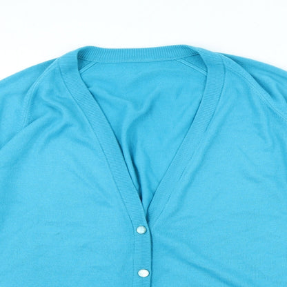 Womens UK Size L Preworn Blue Cardigan Jumper