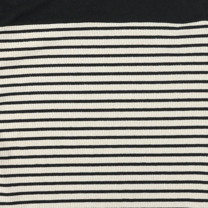 F&F Womens Black Crew Neck Striped Polyester Pullover Jumper Size 14 - Zip on sides