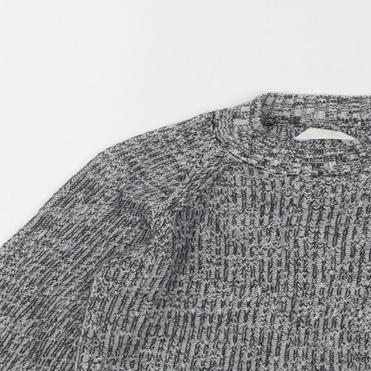 Candy Couture Girls Grey Mock Neck Geometric Cotton Pullover Jumper Size 11 Years Pullover
