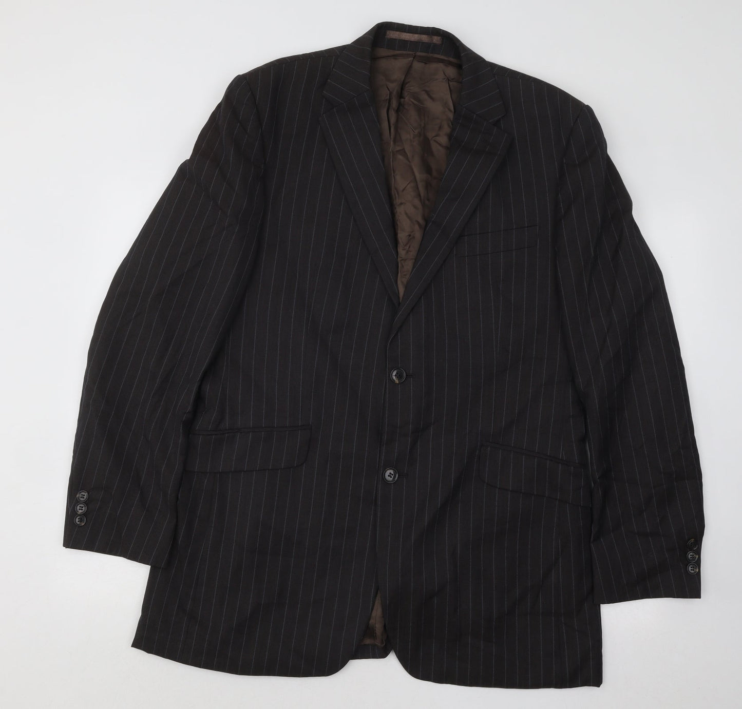 Studio Mens Brown Striped Polyester Jacket Suit Jacket Size 40