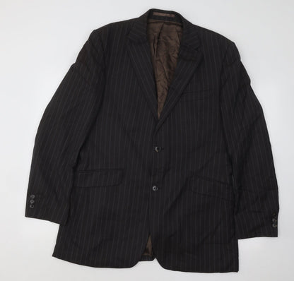 Studio Mens Brown Striped Polyester Jacket Suit Jacket Size 40