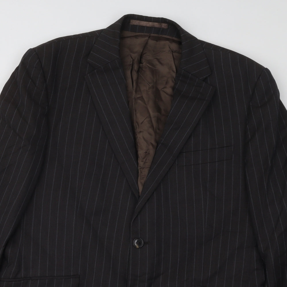 Studio Mens Brown Striped Polyester Jacket Suit Jacket Size 40