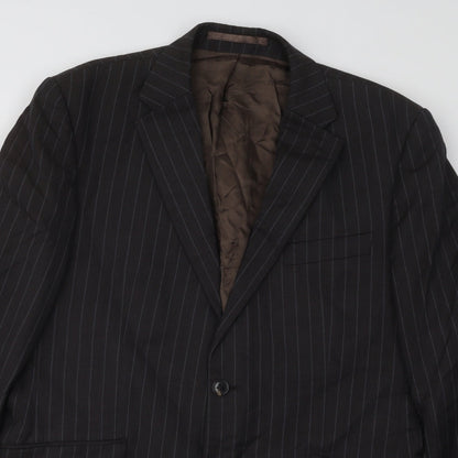 Studio Mens Brown Striped Polyester Jacket Suit Jacket Size 40