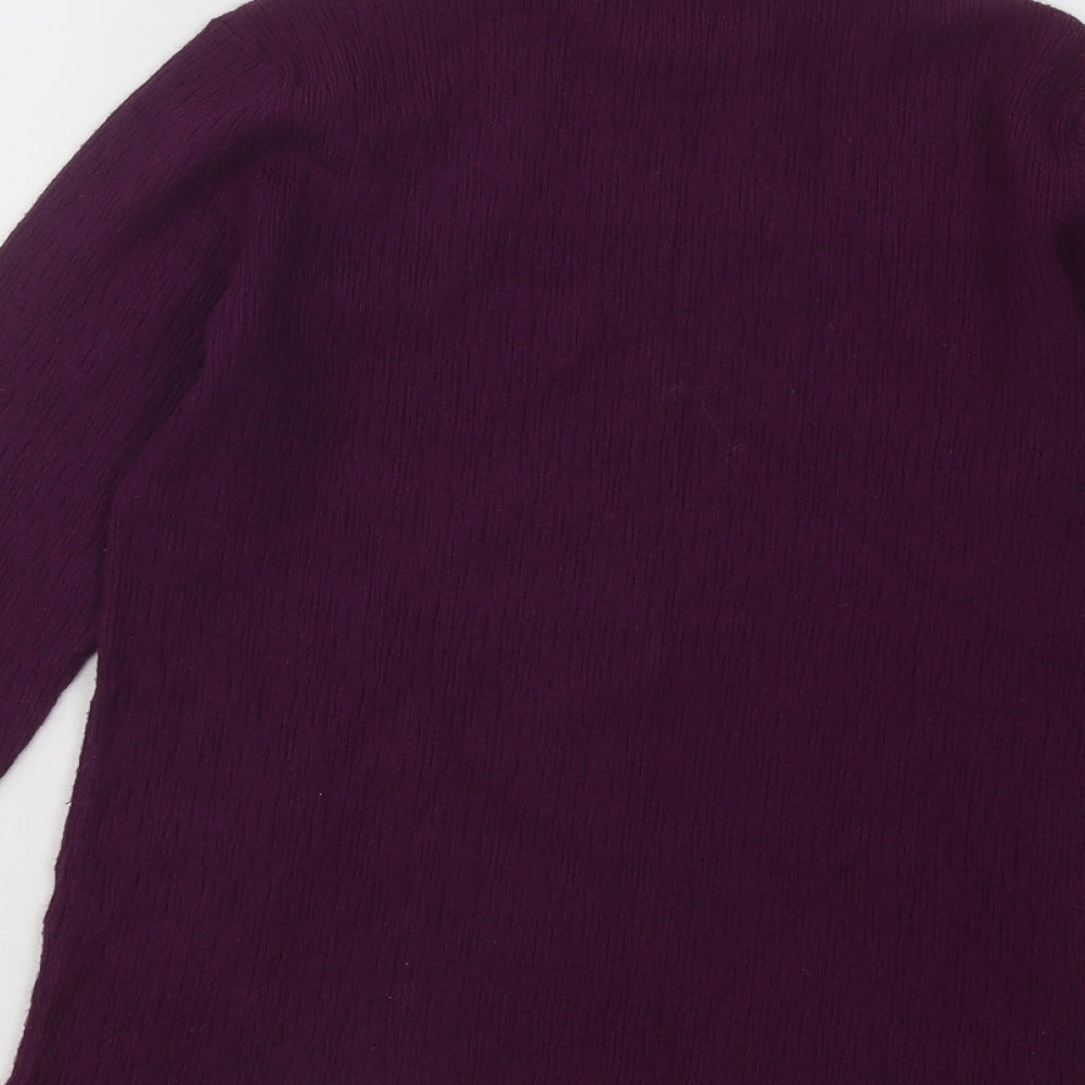 Mudflowers Womens Purple Mock Neck Viscose Pullover Jumper Size M - Lettuce Edging