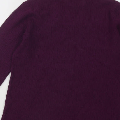 Mudflowers Womens Purple Mock Neck Viscose Pullover Jumper Size M - Lettuce Edging