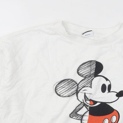 George Womens White Cotton Pullover Sweatshirt Size 8 Pullover - Mickey Mouse