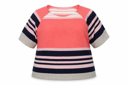Marks and Spencer Womens Multicoloured Round Neck Striped Cotton Pullover Jumper Size 16