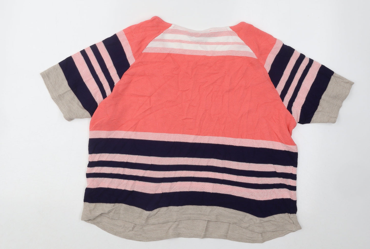 Marks and Spencer Womens Multicoloured Round Neck Striped Cotton Pullover Jumper Size 16