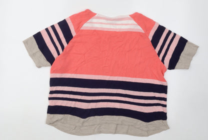 Marks and Spencer Womens Multicoloured Round Neck Striped Cotton Pullover Jumper Size 16