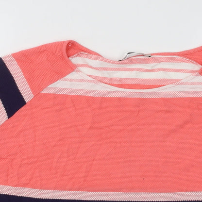 Marks and Spencer Womens Multicoloured Round Neck Striped Cotton Pullover Jumper Size 16