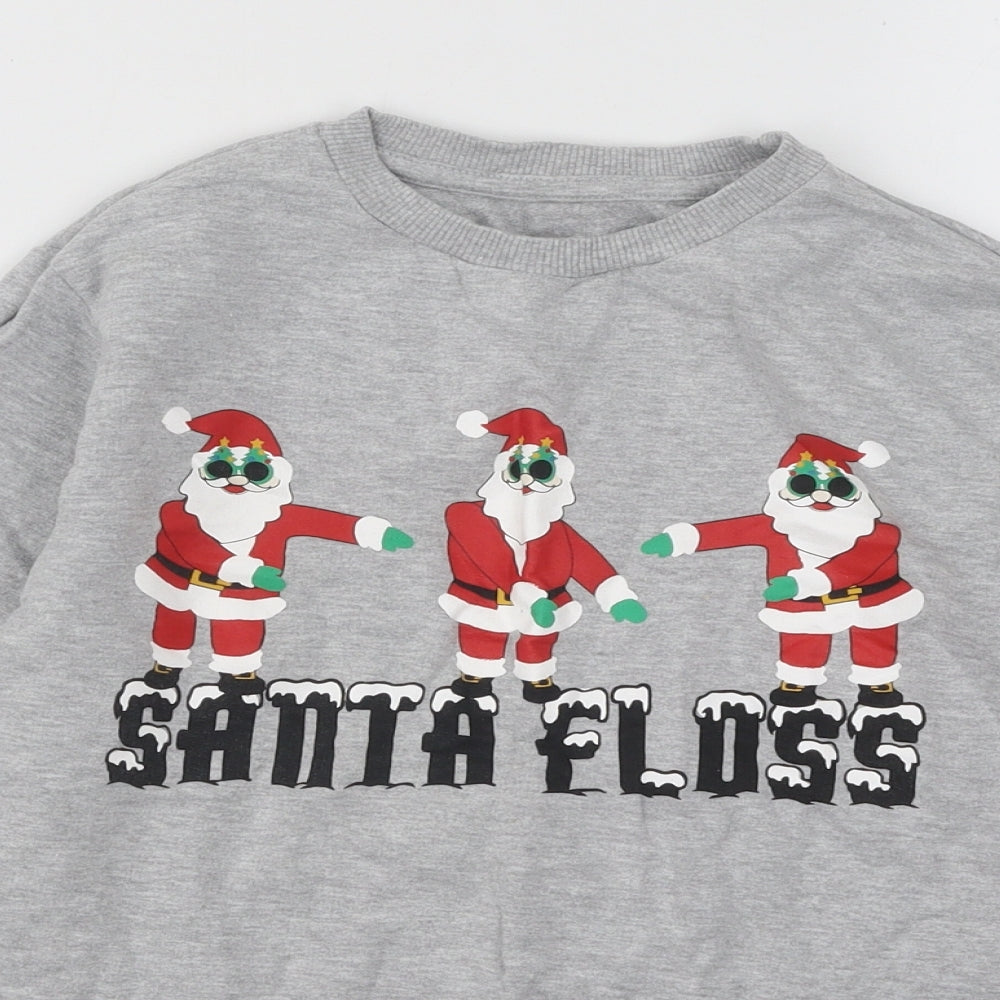 Urban Outlaws Boys Grey Cotton Pullover Sweatshirt Size 9 Years Pullover - Santa Floss Christmas