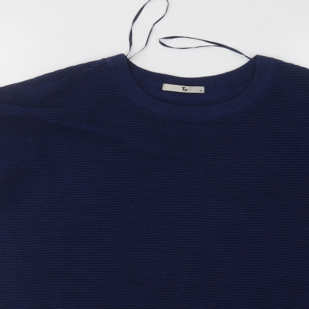 TU Womens Blue Round Neck Viscose Pullover Jumper Size 12