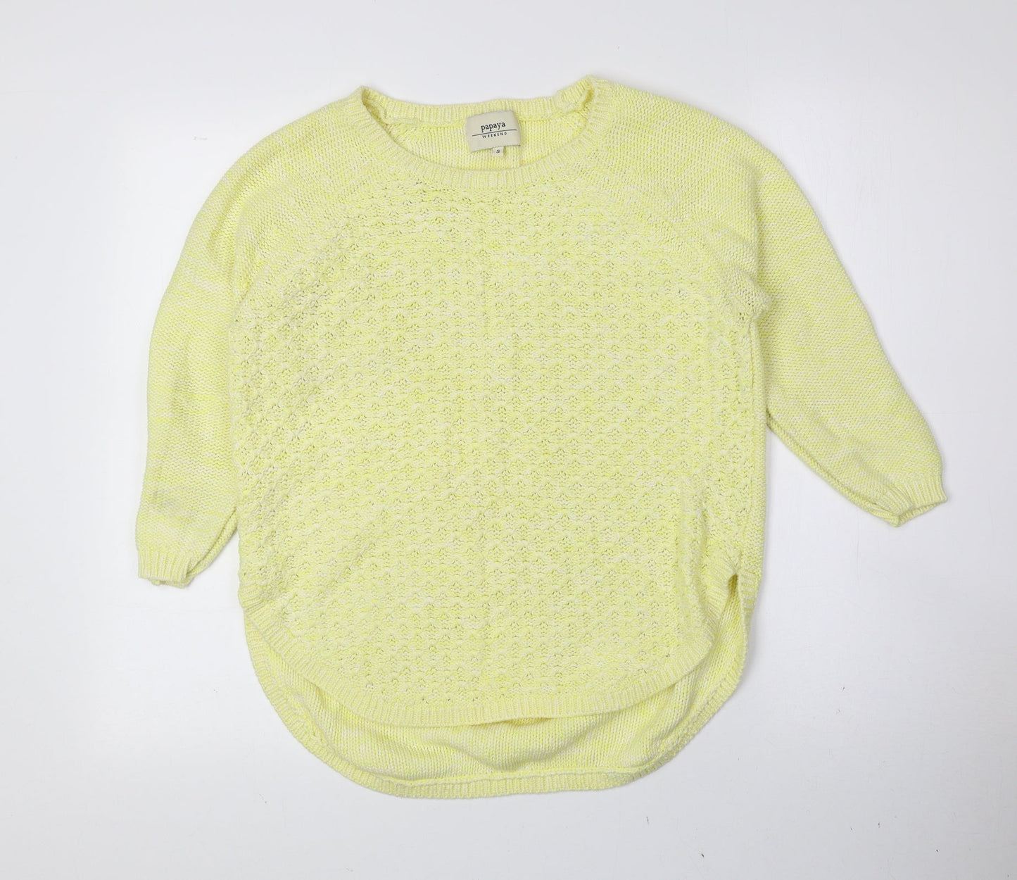 Womens UK Size S Papaya Yellow Pullover Jumper