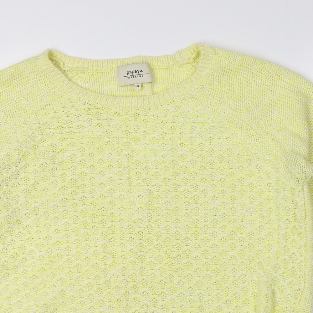 Womens UK Size S Papaya Yellow Pullover Jumper
