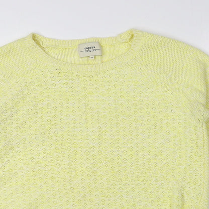 Womens UK Size S Papaya Yellow Pullover Jumper