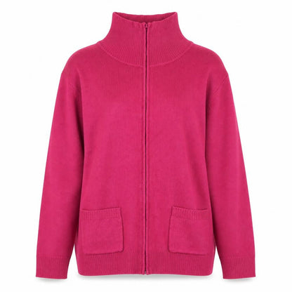 Womens UK Size M Damart Pink Full Zip Jumper