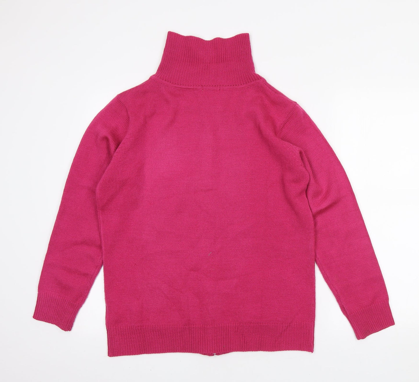 Damart Womens Pink High Neck Acrylic Full Zip Jumper Size M