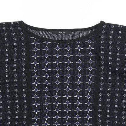 George Womens Black Boat Neck Geometric Cotton Pullover Jumper Size 10